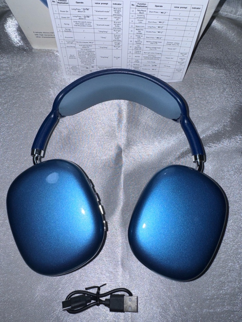 P9 Pro Max Over-Ear Wireless Headphones in Blue, NEW - Picture 10 of 15